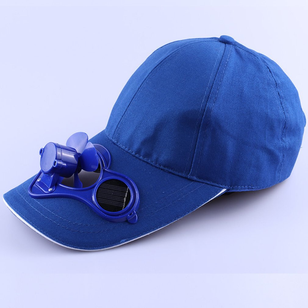 Solar fan cap Sunscreen cap Fan Cooling Baseball Cap Cotton Embroidered Satin Energy-saving Breathable: Blue