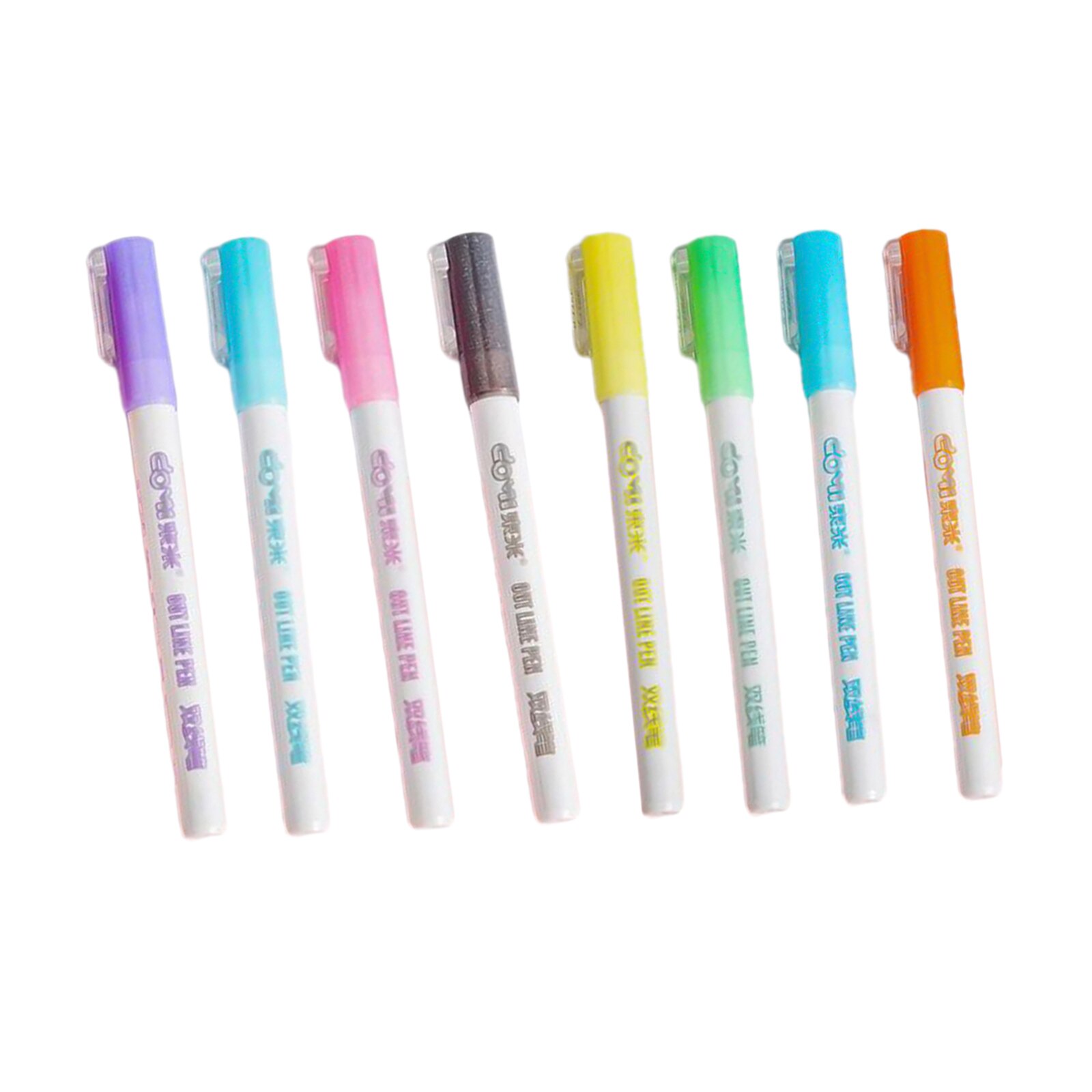 8 Color Card Writing Drawing Double Line Outline Pen Two-line Color Pen Set