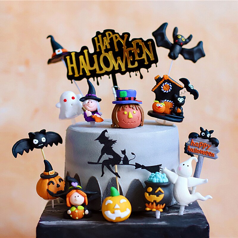 Akryyli onnellinen halloween savi lepakko haamu kurpitsa kakku päällystys temppu tai herkku juhlatarvikkeet jälkiruoan koristelu