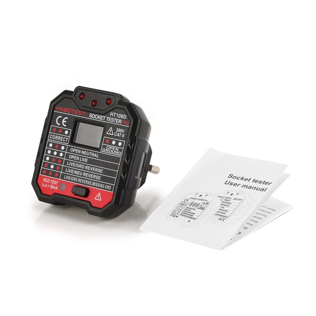 Ht106 stopcontact tester pro spanningstest stopcontact detector uk eu stekker aarde nul lijn stekker polariteit fase controle