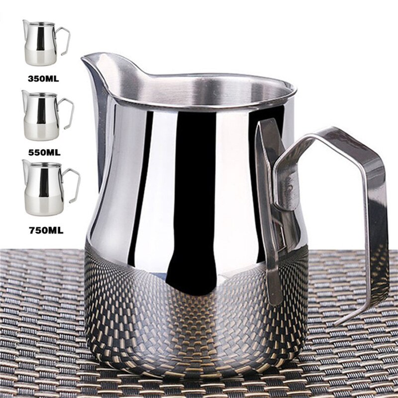 Rostfritt stål mjölkskummande kanna tjock kaffe mjölk skummuggar italiensk latte art kanna mjölkkanna skumkopp 350/550/750ml