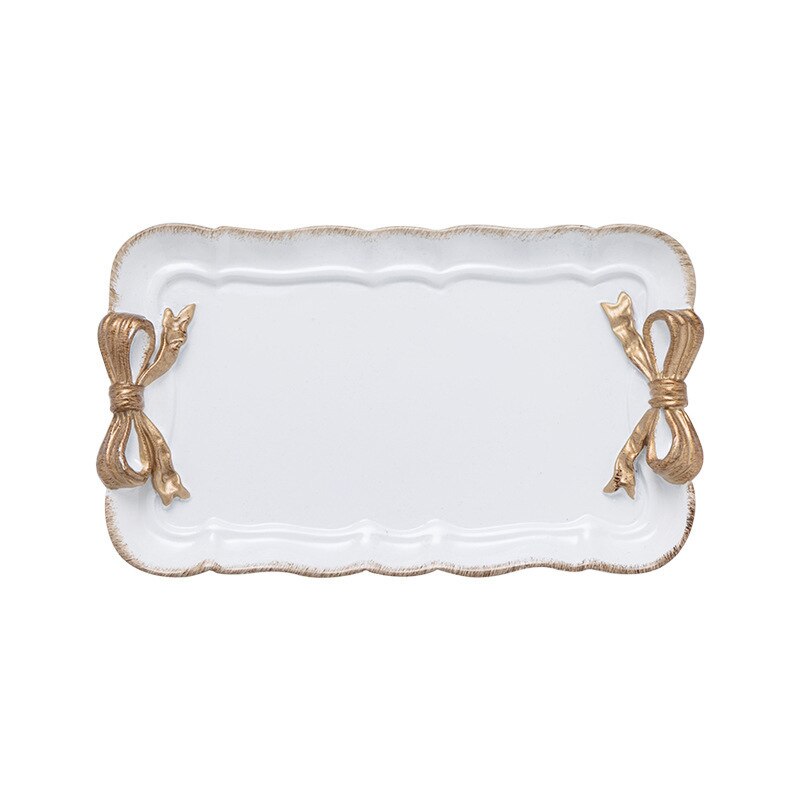 Bandeja de arco nórdico para cosméticos, plato de almacenamiento de frutas y postres, bandeja de aperitivos para pastel, Plato decorativo para el hogar, 1 ud.: White