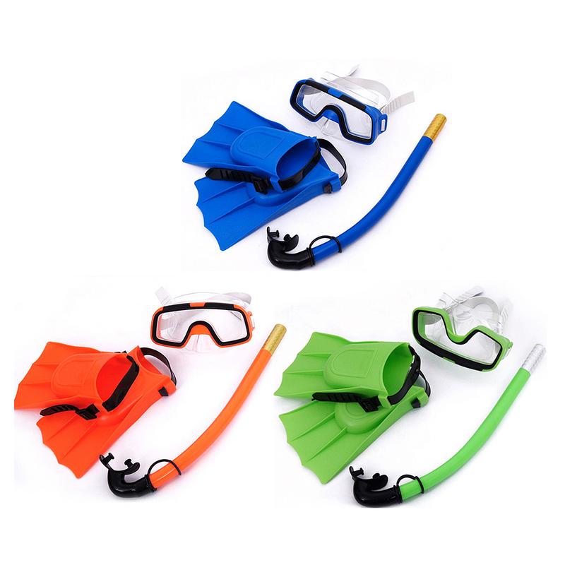 3Pcs Set Droge Type Snorkel Bril Duiken Bril Zwemmen Vinnen Voor Kinderen Kid Jongens En Meisjes