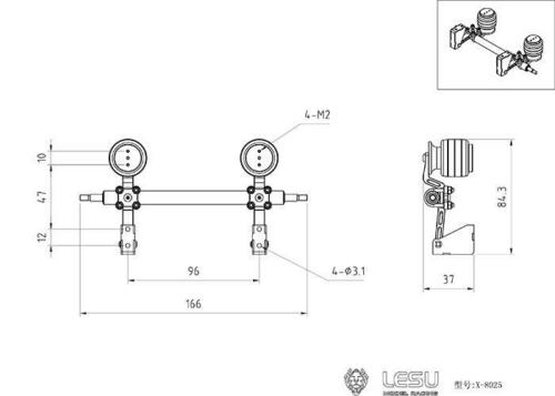 Pneumatic Suspension Air for 1/14 RC LESU A0020 Hydraulic Trailer Truck Tamiyaya TH16957
