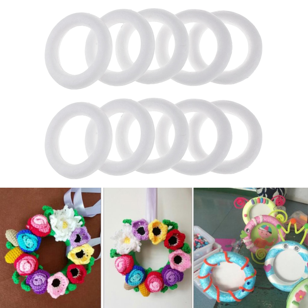 10 stycken blank vit rund cirkelform polystyren frigolit skummaterial för konsthantverk handgjorda prydnadsmodell leksaker 11cm