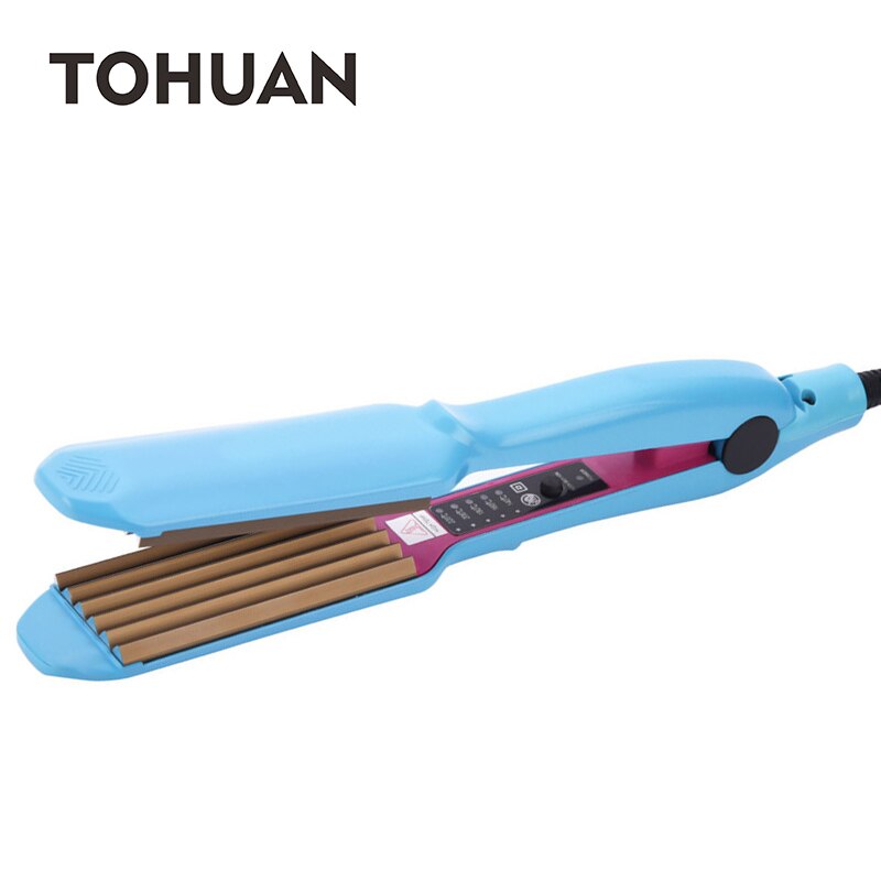 TOHUAN Fluffy Crimp Iron Corrugated Hair Curling Iron Wide Plates Electric Hair Straightener Small Wave Hair Crimper Curler Tool