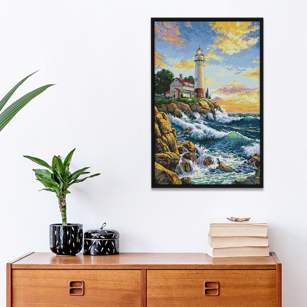 Handmade DIY Ecological Cotton Thread Stock Printing Cross Stitch Landscape Series Kit Family Decoration Painting