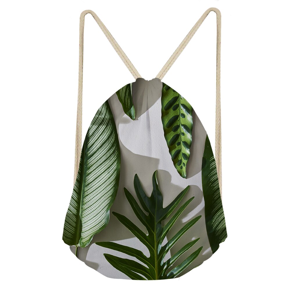 Palm Leaves And Floral Split-leaf Philodendron Drawstring Bag Outdoor Fitness Beam Mouth Backpack Sports Bag Travel Backpack: Orange
