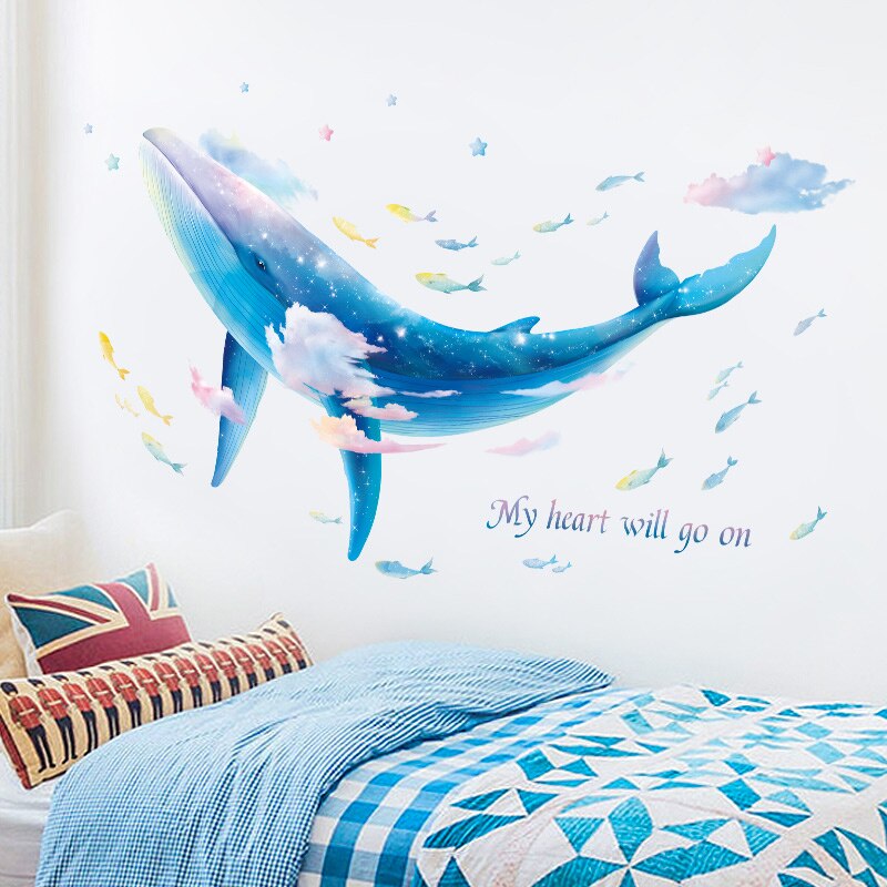 Home Decor Wall Stickers Cartoon Whale Shark Removable Wall Decals for Home Decor Kids room Nursery Wall Decoration Wallpapers