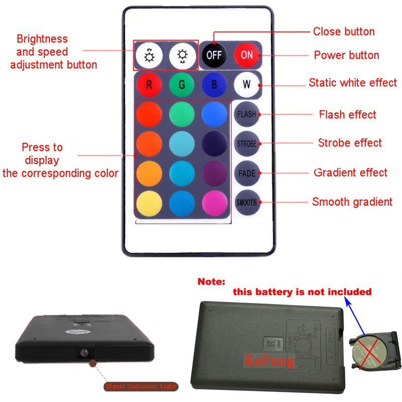 Rgb led controller 4 pin  ir 24 nøgle 44 nøgle ir fjernbetjening 3 nøgle trykket lysdæmper on / off switch til 5050 3528 rgb led strip lys