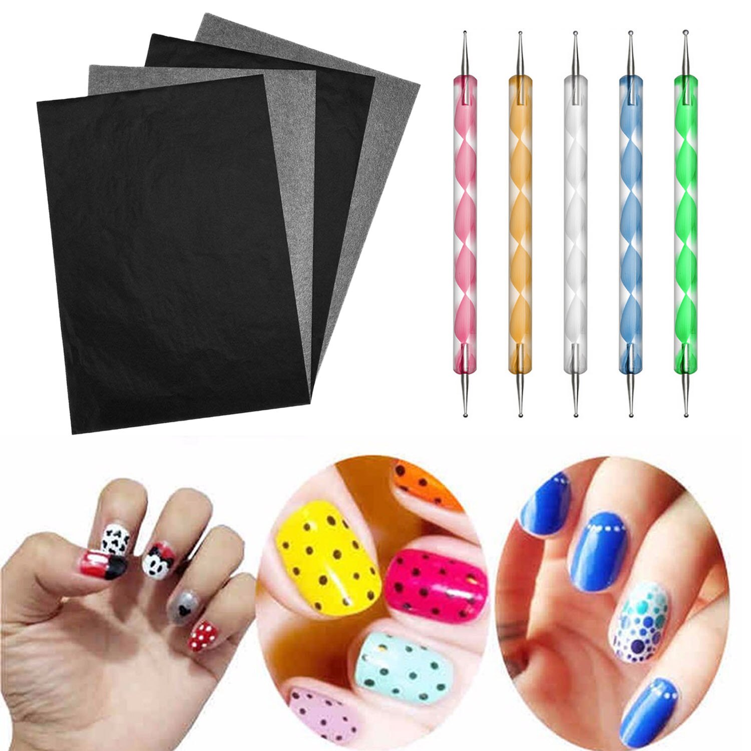 100 Sheets A4 Carbon Paper Transfer Tracing Paper W/5pcs Painting Dotting Pens for DIY Crafts Embossing Drawing Canvas Supplies