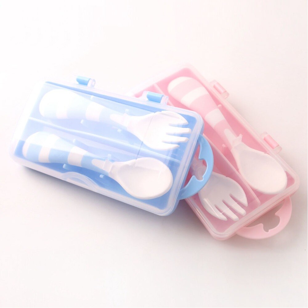 Korean Version Baby Spoons Set Feeding Dishes Tableware For Children Flatware Cutlery Spoon Plastic With Box Baby Utensils