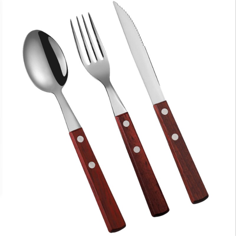 Stainless Steel Dinner Set Wooden Handle Western Cutlery Retro Hotel Steak Cutlery Set Kitchen Knives Household Goods Kitchen.8z