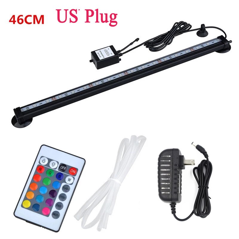 LED Air Bubble Light Aquarium Lamp Underwater Submersible Fish Tank Light Color Changing Making Oxygen Aeration tools: 46cm US plug