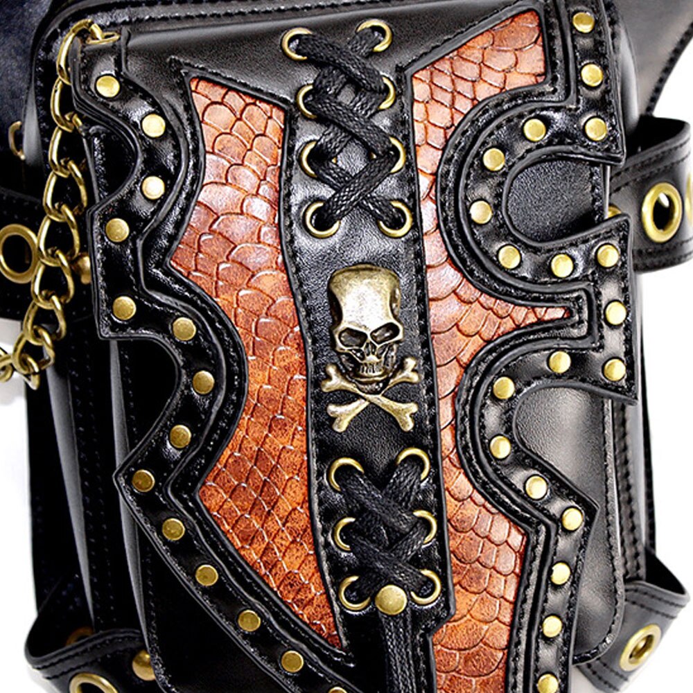 Steampunk Locomotief Vrouwen Schouder Messenger Bag Gothic Retro Schedel Multifunctionele Knight Heuptas Mannen Been Zakken