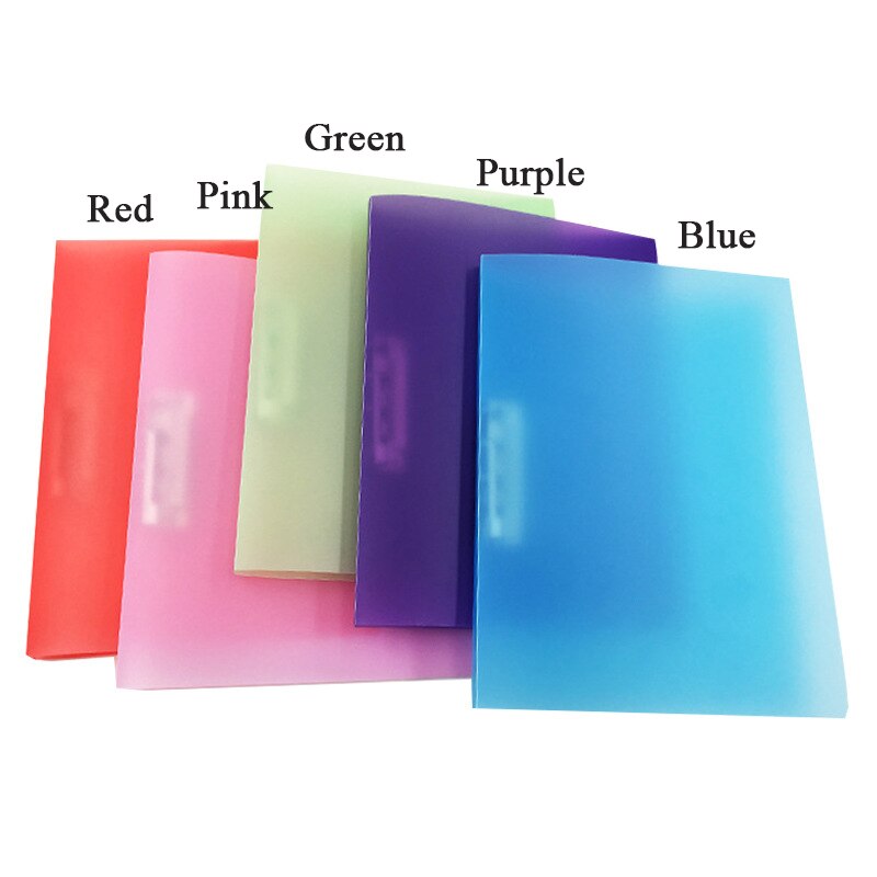 EZONE A4 Transparent File Folder Plastic Candy Color Folder Loose-leaf Clip File Office Paper Storage Bag Office Stationery