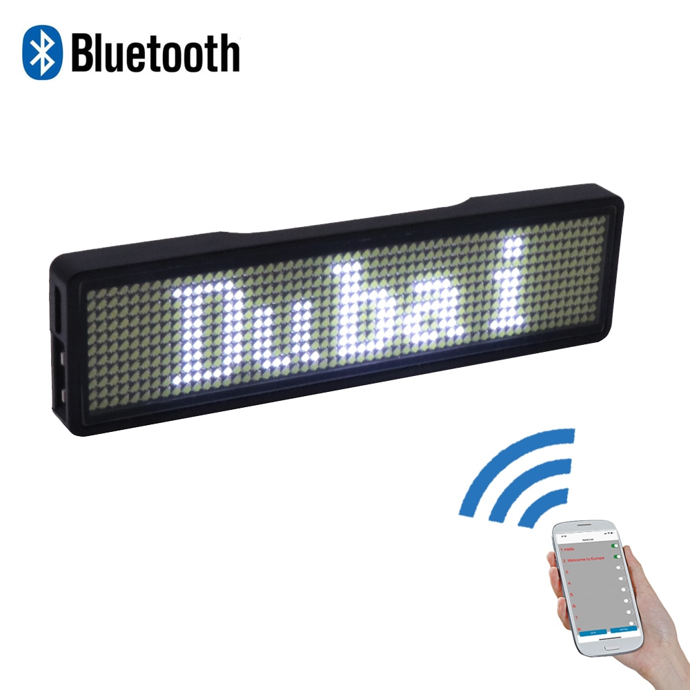 Bluetooth digital led badge diy programmerbar rullende besked mini led display party event clear 11*55 pixels led name sign