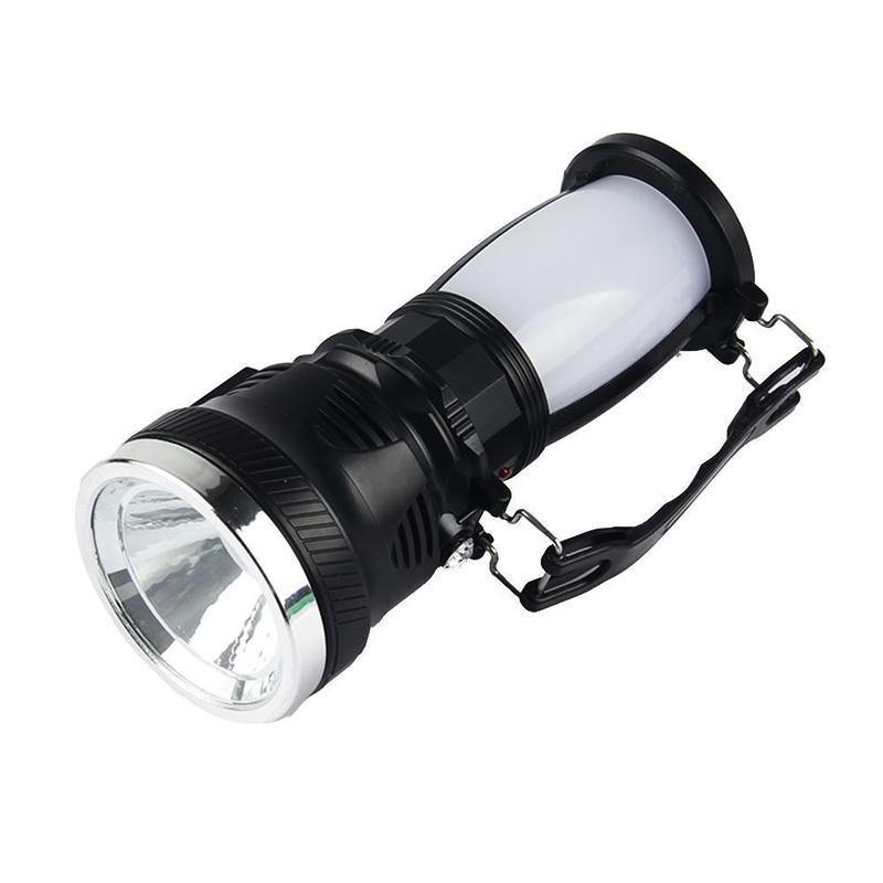 Outdoor Camping Lighting High Power Emergency Light Solar Rechargeable Black Searchlight LED Flashlight T3T0: Default Title