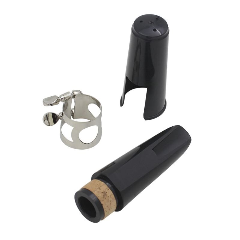 Kit d&#39;embout de clarinette avec Ligature, un roseau et capuchon en plastique ~ noir