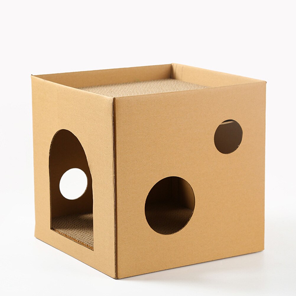House Cardboard Cat House Cat House and Scratcher Cat Scratching Board Kitten House for Pet Animals Kitten Cat
