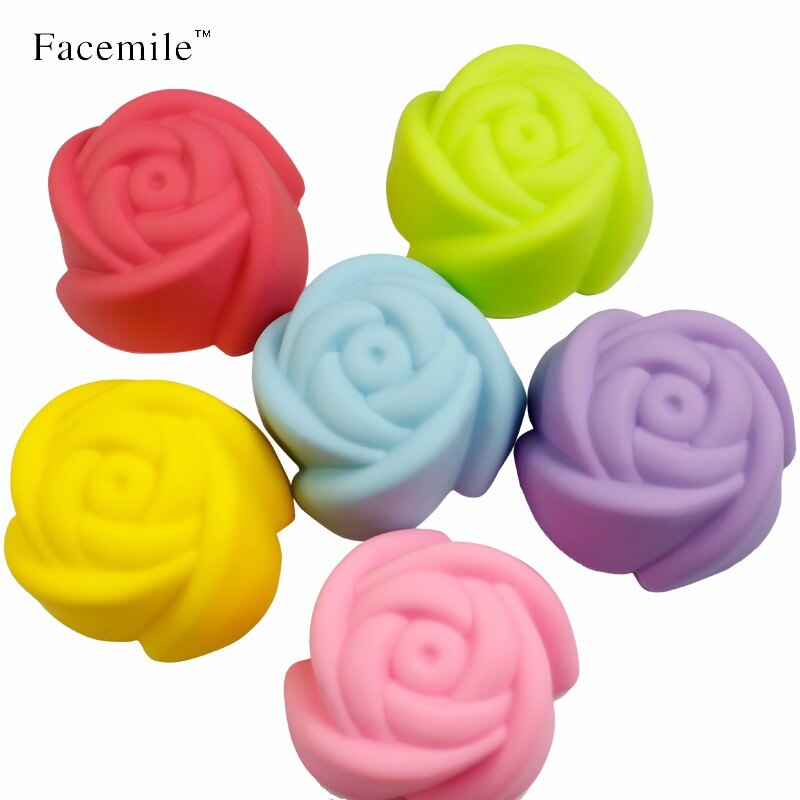 Facemile 1Pcs 7Cm Cupcake Liner Bakken Cup Rose Siliconen Fondant Mold Cupcake Papieren Bloem Embossing Cookie Ambachtelijke Handgemaakte 04070