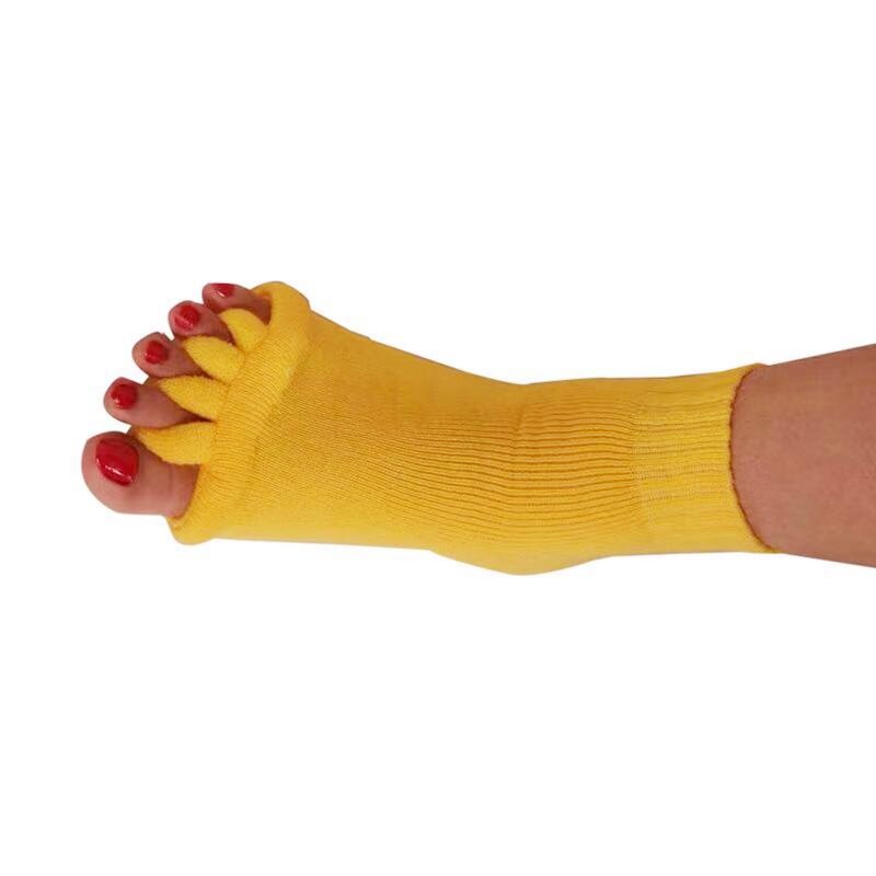 Calcetines separadores de cinco dedos para Yoga y gimnasio, calcetín de alineación para el dolor, masaje de salud, previene calambres en los pies, un par: 1Pair Yellow