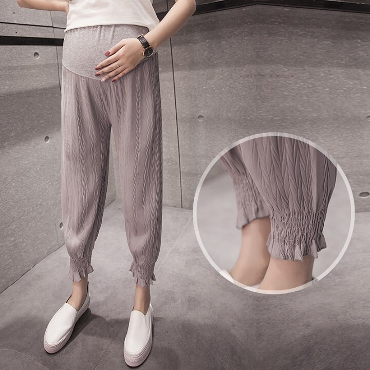Raskaana olevat naiset kevät ja kesä ohuet yhdeksän sentin housut ulkona käyttää leggingsit kesällä casual chiffon housut haaremi housut