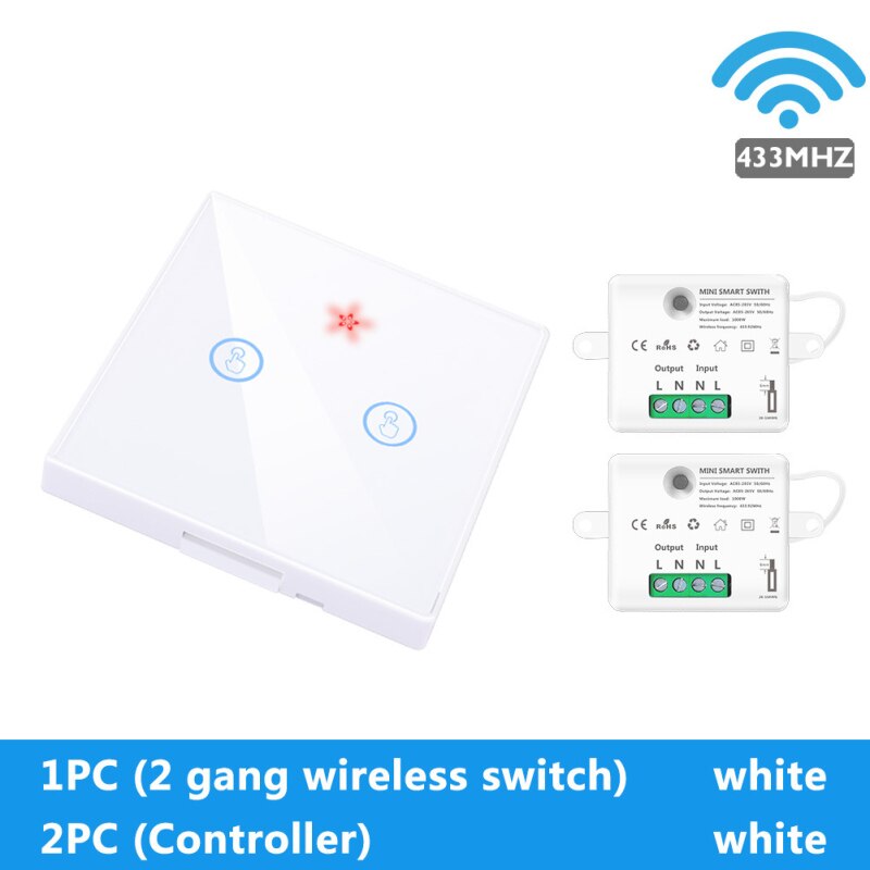 Smart Home Mini Module Wireless wall Touch Switch Light 433MHZ 110V 220V Remote Control Module Glass Screen Panel On Off: I