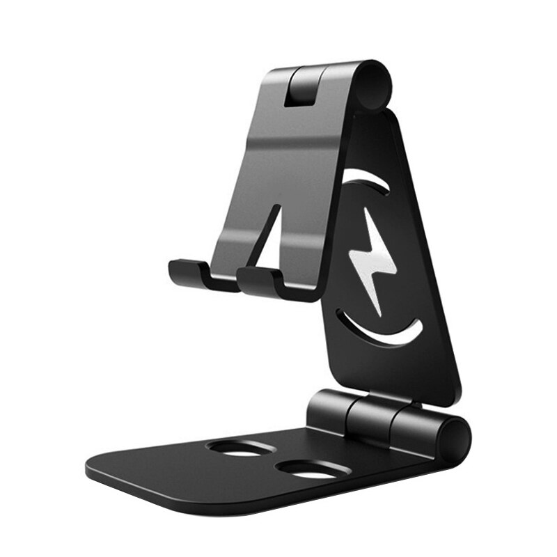 Mobile Desktop Lazy Double Folding Stand Holder Suitable For IPad Tablet Charging Base Adjustable Stand Holder For Mobile Phone: black