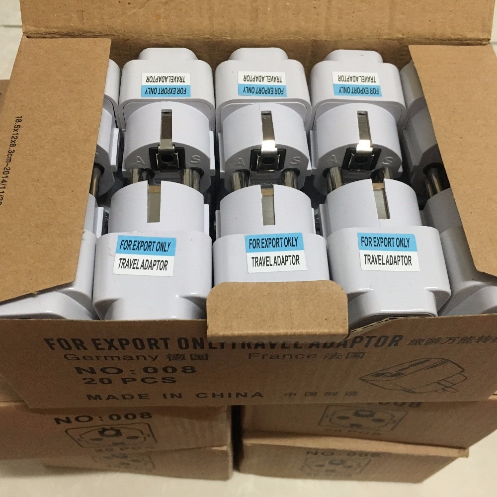 20-Pack Universal EU Plug Adapter Converter - US AU UK to EU AC Travel Socket