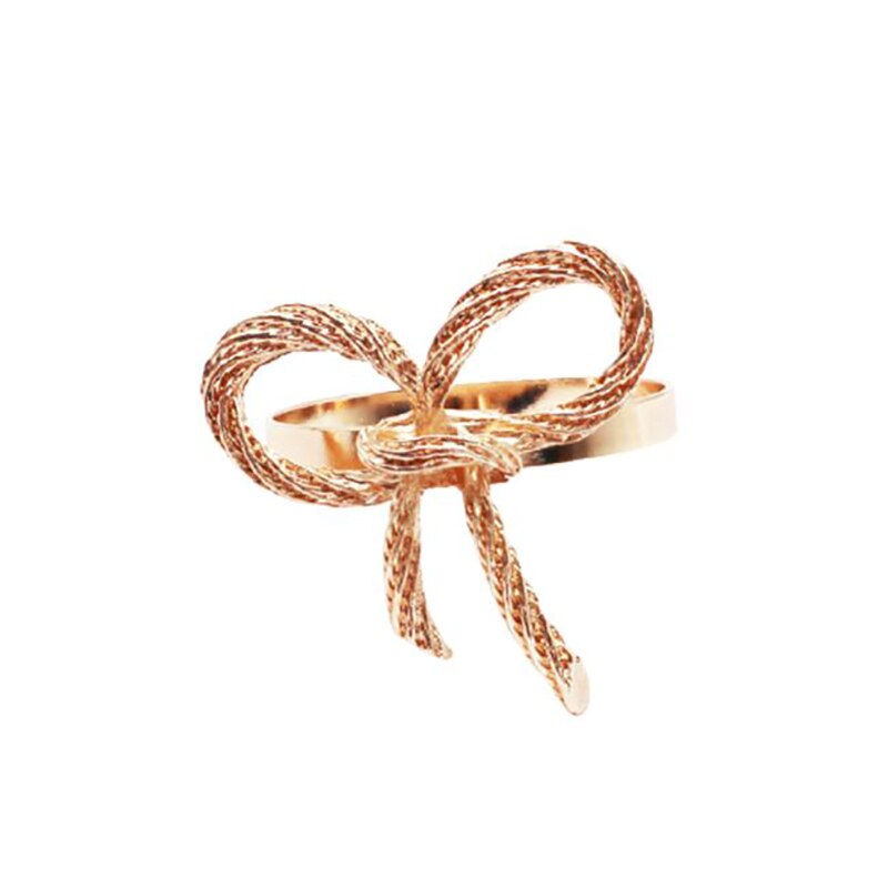 6Pcs Hotel Westerse Restaurant Gouden Strikje Servetring Servet Knop Decor Westerse Servet Gesp Tafel Decor Accessoires: Rose gold