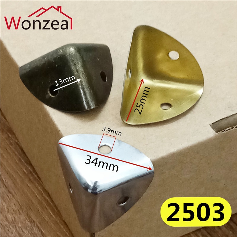 12pcs/lot 25mm Box Corner Protector Guard Decorative Antique Brass Jewelry Wine Box Wooden Case Chest Edge Cover+Screws