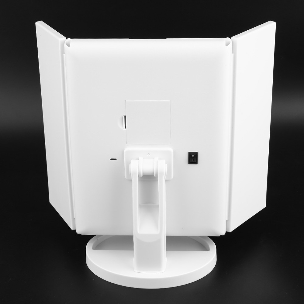 Portable Three Folding Table LED Lamp Luminous Makeup Mirror Cosmetic Mirror Adjustable Tabletop Countertop Light Mirror