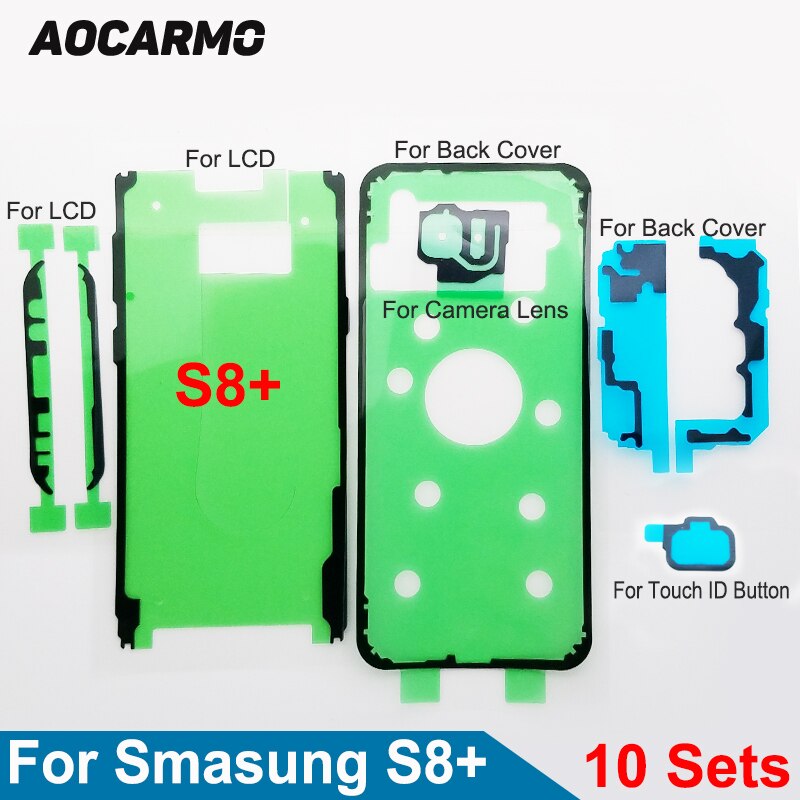 10 ensembles/lot pour Samsung Galaxy S8 + S8plus SM-G9550 6.2 "écran LCD + couvercle de batterie arrière + lentille de caméra adhésif autocollant ruban adhésif