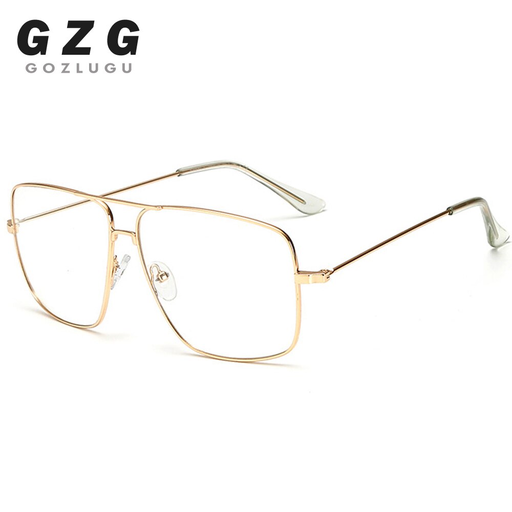 GOZLUGU Vintage Gold Metal Frame Brillen Heren Dames zonnebril Retro Vierkante Optische Lens Eyewear Nerd Clear Lens Bril: gold