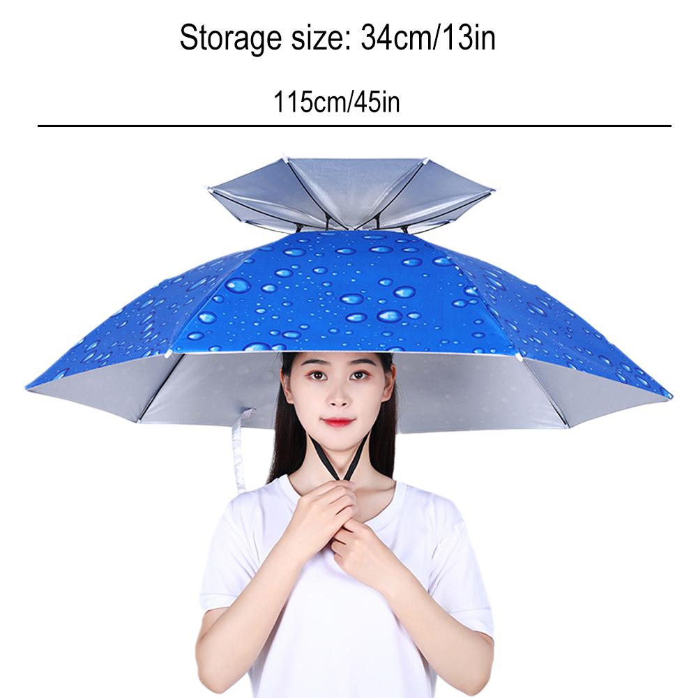 Chapeau de parapluie de pluie portable, anti-soleil, imperméable, casquette de tête de camping, pare-soleil extérieur, vêtements de sauna, chapeaux, 115cm