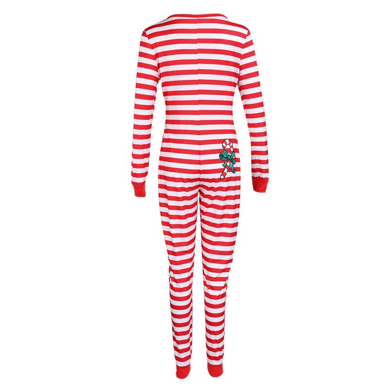 Femmes noël survêtement pyjamas combinaison automne hiver rayé moulante barboteuse maison une pièce femmes vêtements de nuit vêtements de nuit