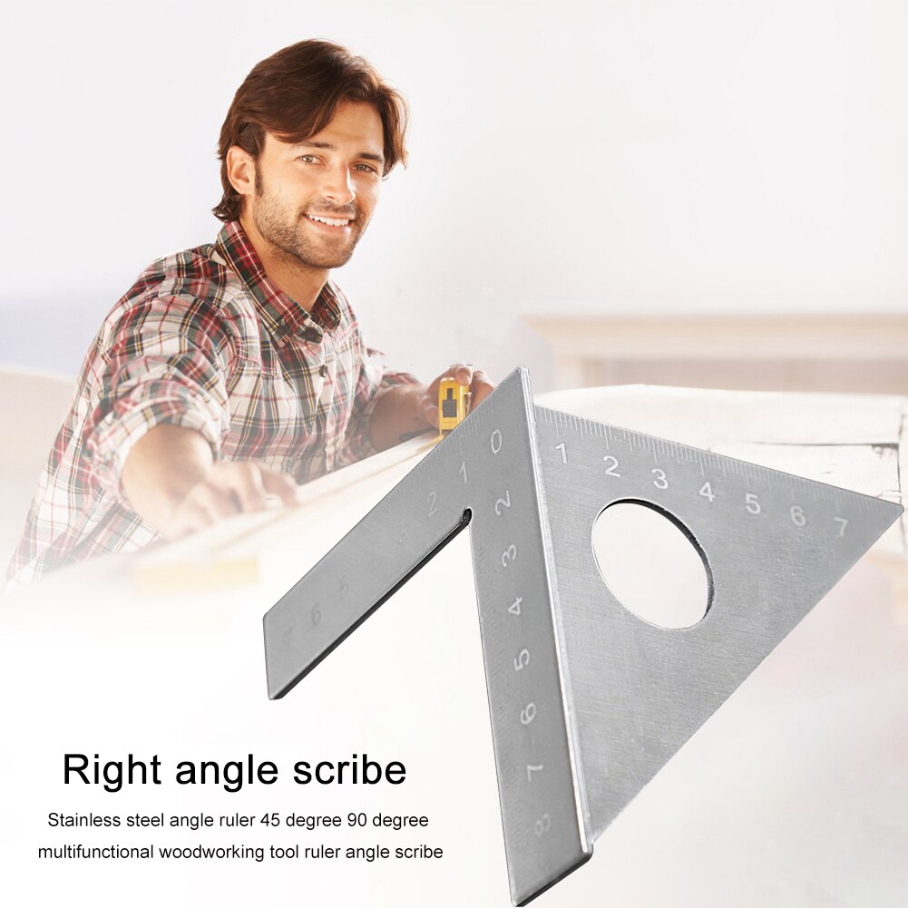 Stainless Steel Angle Ruler Protractor Multifunction Woodworking 45 90 Degree Measuring Marking Gauge Measure Tools
