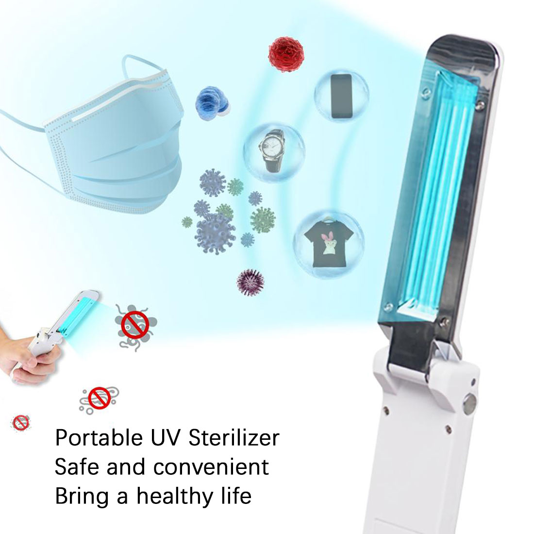 2W Ultraviolet UV Sterilizer Light Portable Germicidal Lamp Foldable Disinfection Sterilizer Lamp USB Holding Ultraviolet Lamp