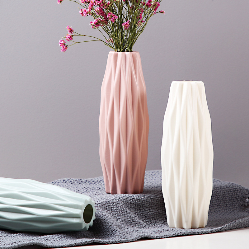 1pc Origami plastique Vase blanc Imitation céramique Pot de fleur panier de fleurs Vase décoration maison nordique décoration