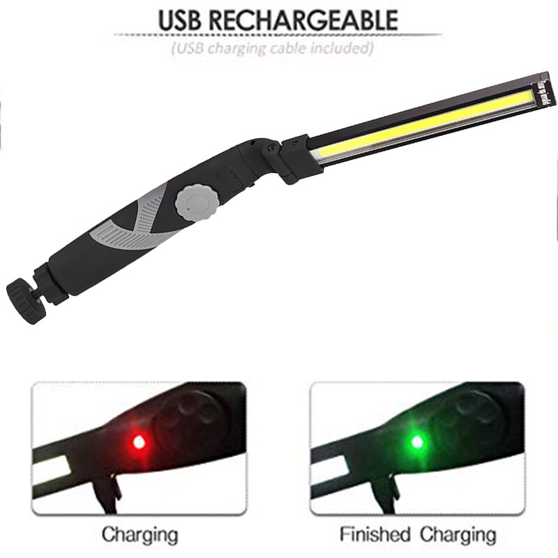 LED Work Light Rechargeable USB Inspection Light COB LED Work Lamp Portable Work Light with Rotary Switch & Swivel Magnetic Base