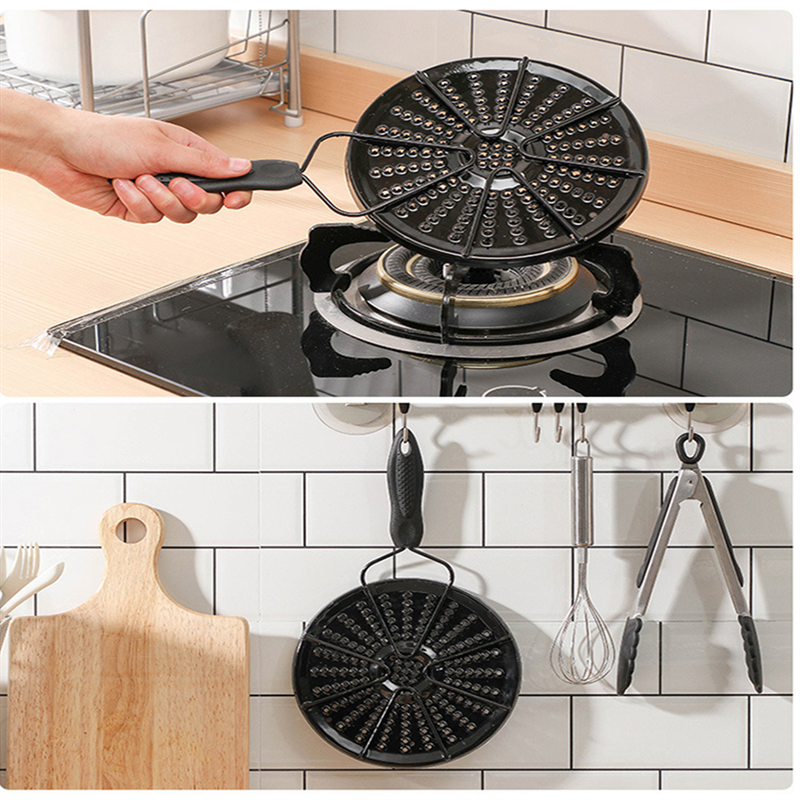 Placa de conducción de calor esmaltada, bandeja de estufa de Gas, difusor de calor, placa protectora de llama con mango para Cocina de Inducción