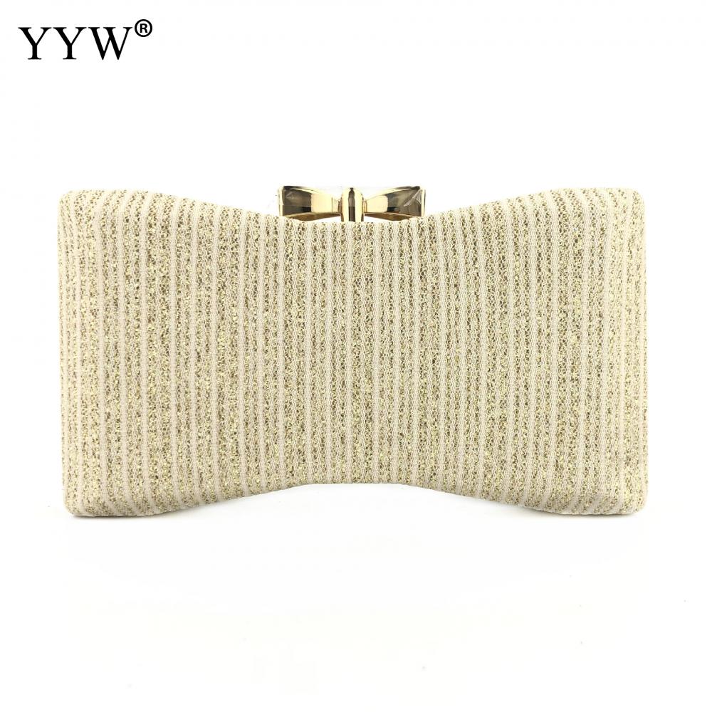 Gold Bogen Frauen Kupplung Tasche Gold Kette Pochette Femme Abend Party Handtasche Hochzeit Geldbörse Für Hochzeit Prom Cocktail Party Braut: Gold