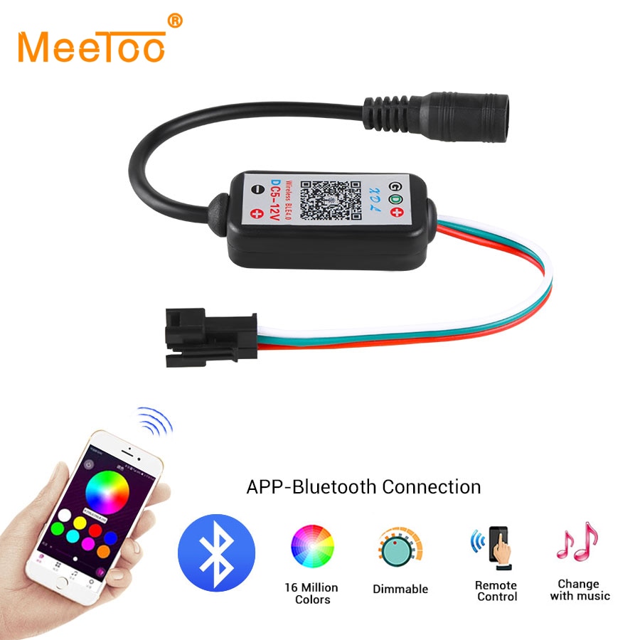DC 5V~12V RGB LED Bluetooth Controller APP Wireless Remote Control WS2811 WS2812B Dimmer for SK6812 Addressable Pixels LED Strip
