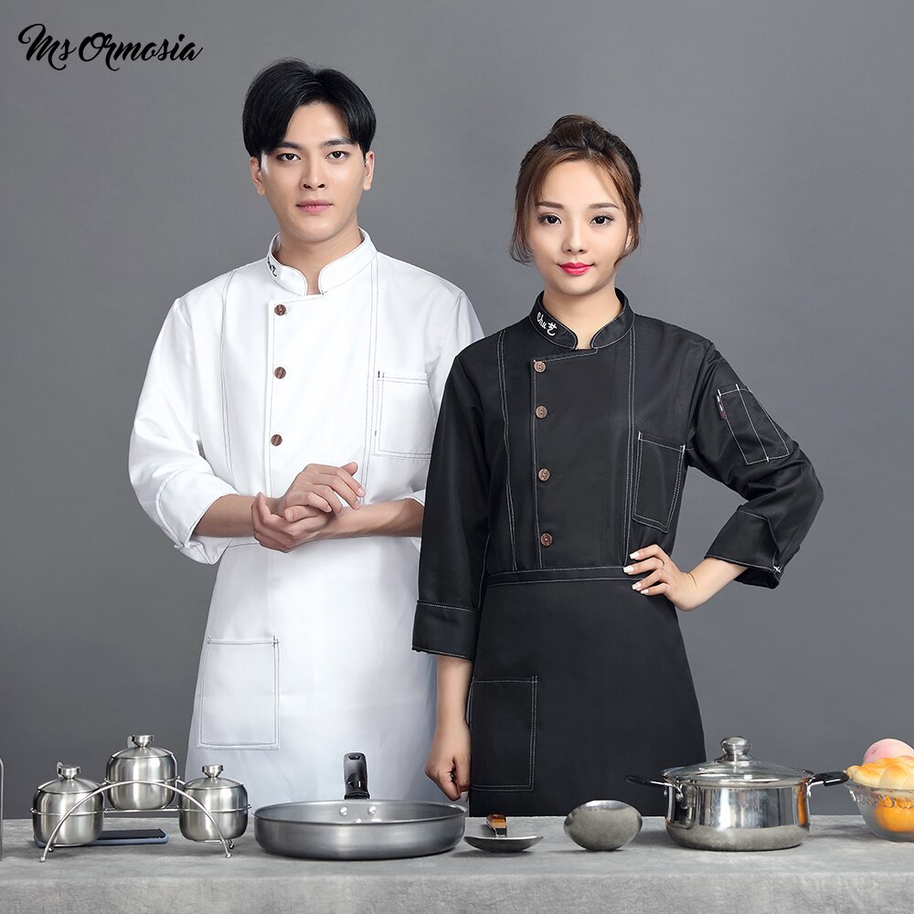 unisex uniforme de cocina para chef panadería servicio de comida chef de manga corta transpirable camisa doble-breasted chaqueta de chef ropa