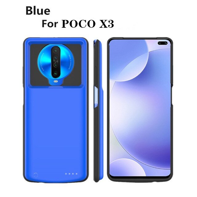 6800Mah Portable Power Bank Batterij Oplader Gevallen Voor Xiaomi Redmi Poco X3 Batterij Case Batterij Opladen Cover Voor Pocophone x3: Blue For POCO X3