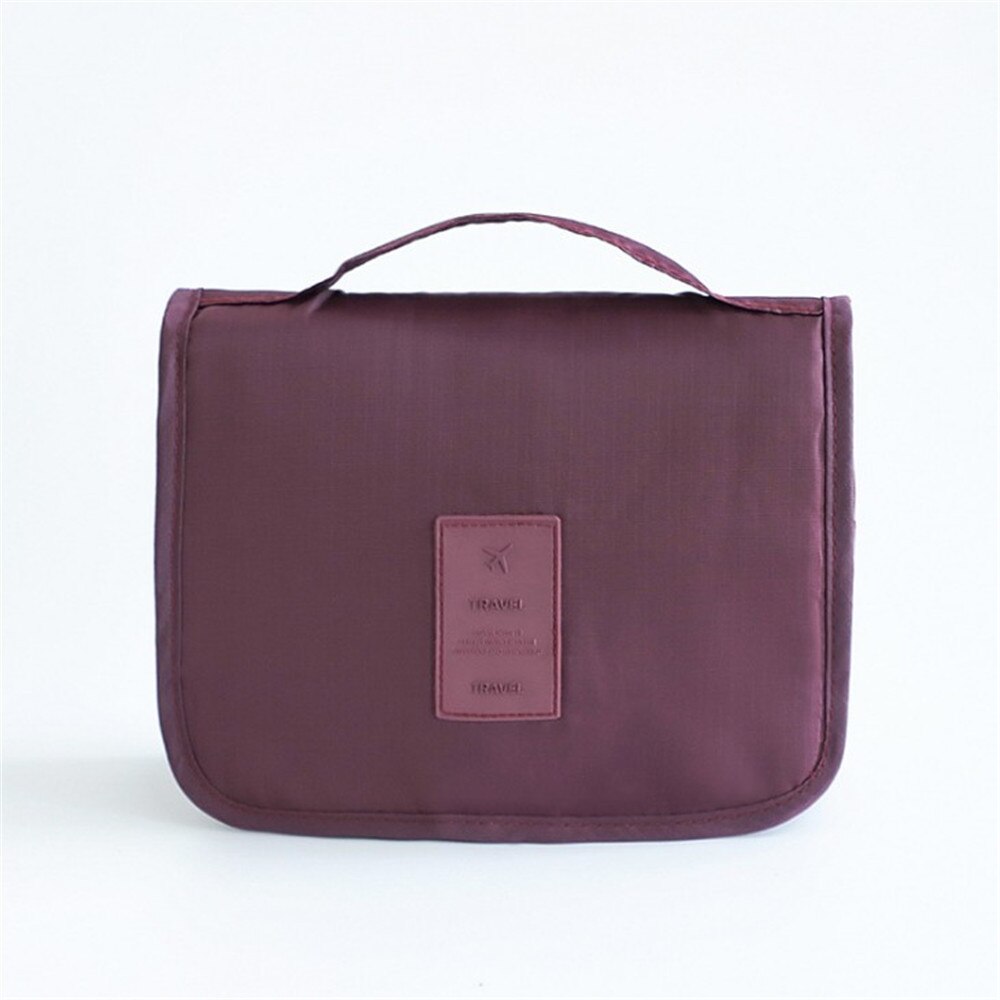 travel portable hanging folding toiletry bag storage bag: Wine Red