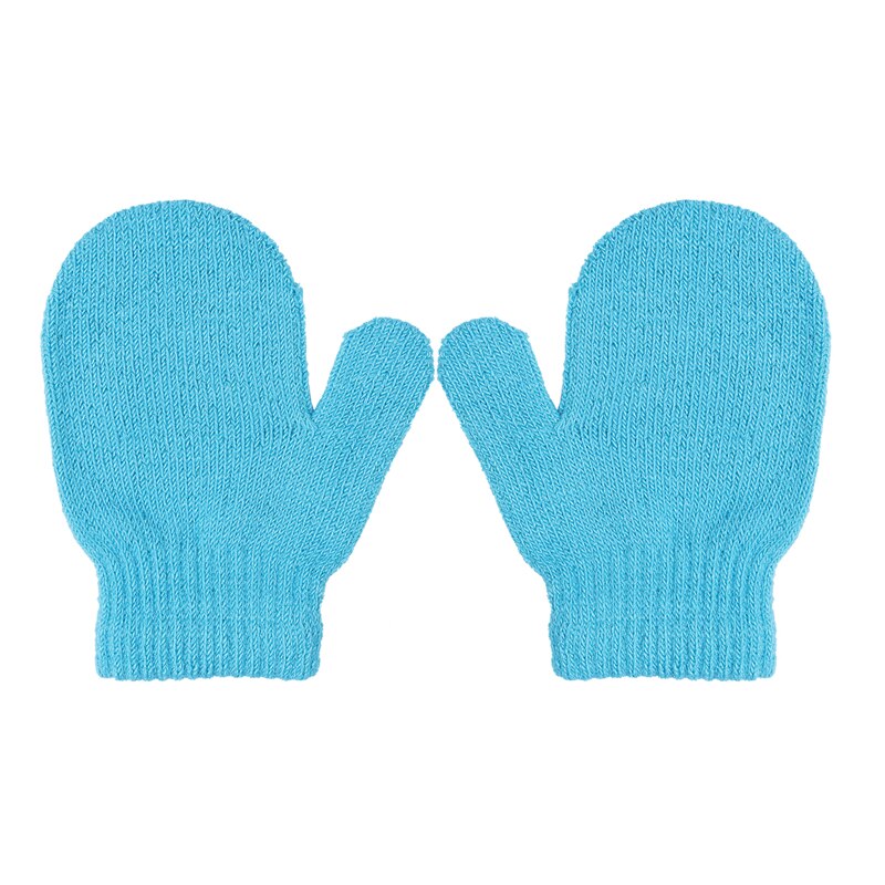 1 Pair Mittens Gloves Baby Toddler Boys Girls Winter Kids Cartoon Warm One Size Cotton Solid Cute Soft Snow Outside Accessories: sky blue