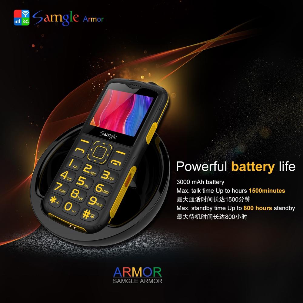 Téléphone portable robuste samgle  s3 armor wcdma 3g, écran incurvé 2.0 pouces, lampe torche 1900 mah, grande voix, ordinateur de bureau gratuit , 3.5mm prises, double sim, gsm