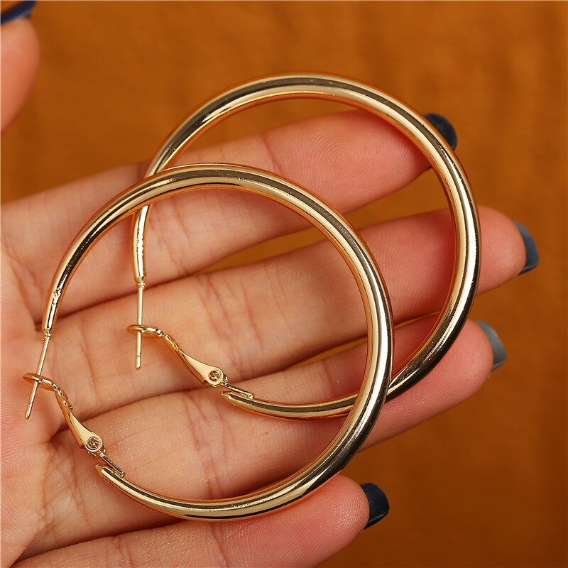 BLIJERY Punk Solid Metal Big Hoop Earrings for Women Statement Jewelry Smooth Circle Earrings Femme Boucles d'oreilles